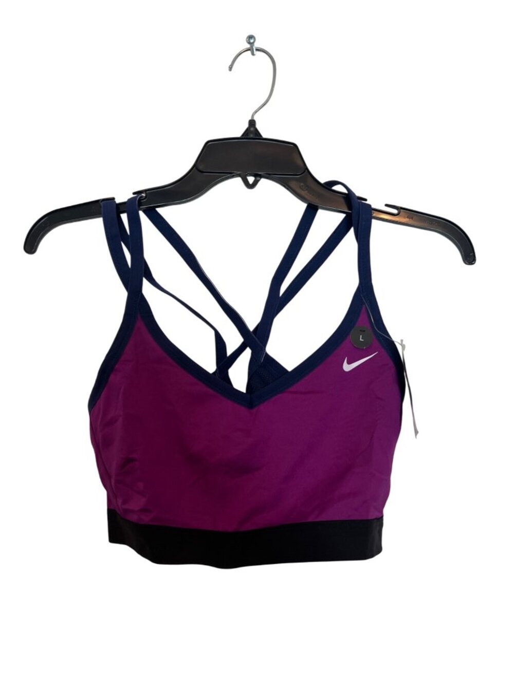 Nike Womens Purple & Navy Dri-Fit Strappy Sports Bra Size L